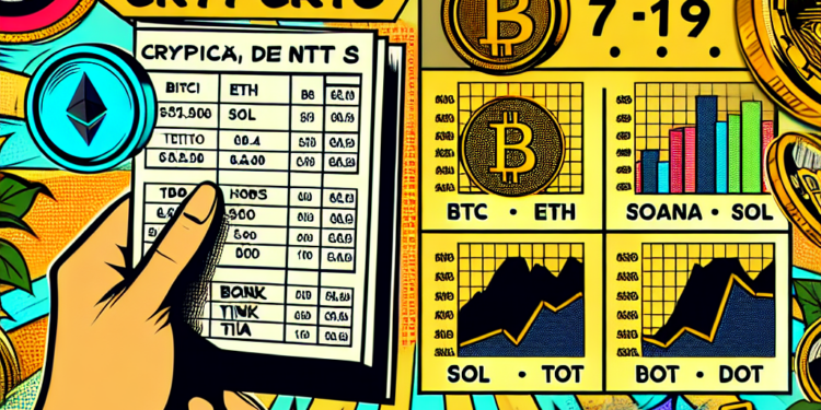 Analyse des Prix Crypto 7-19 BTC, ETH, SOL, TON, DOT, BONK, TIA